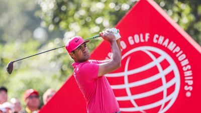 Tony Finau of the US plays a shot during the third round of the WGC-HSBC Champions golf tournament in Shanghai. AFP