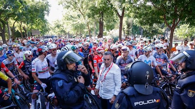 Pro-Palestine protesters disrupted the last stage of Vuelta a Espana. EPA