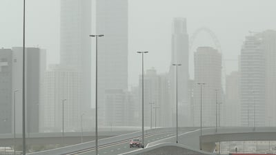 Dust engulfs buildings in Dubai Marina. Pawan Singh / The National