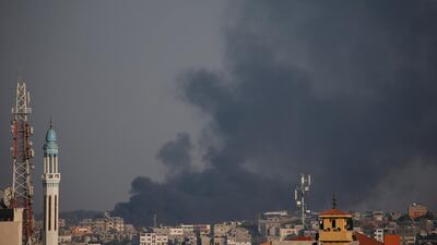Black smoke is seen near the Israel-Gaza border, east of Gaza city May 29, 2018. Suhaib Salem / Reuters