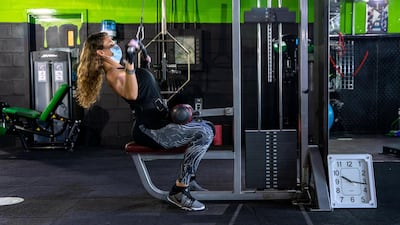 Fitness buff, Natalie Navikova in action at Cobra Fitness Abu Dhabi at Al Bandar. Victor Besa / The National