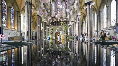 On Monday finishing touches were made to displays as part of a festival of flowers at Salisbury Cathedral. Hundreds of flower arrangers will be mounting 127 individual exhibits throughout the cathedral in honour of the Queen Elizabeth II's platinum jubilee. PA