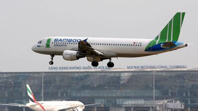 A Bamboo Airways Airbus A320-200 operated by Freebird Airlines landing at Noi Bai international airport in Hanoi. The company hopes to list its shares either on the Hanoi or Ho Chi Minh stock exchange in the third quarter of this year. Reuters