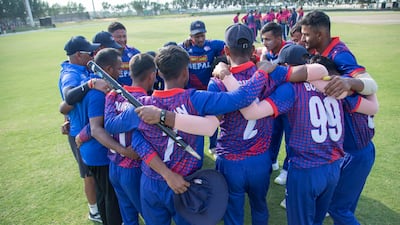 Nepal celebrating beating UAE in their Under-19 World Cup qualifying match.