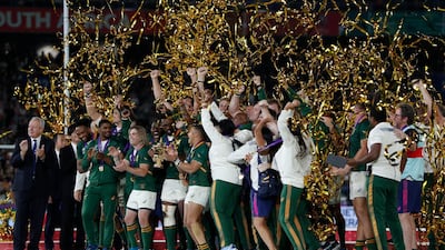 Rugby Union - Rugby World Cup - Final - England v South Africa - International Stadium Yokohama, Yokohama, Japan South Africa's Siya Kolisi lifts the Webb Ellis Cup as they celebrate winning the world cup final. REUTERS