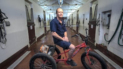 Champion horse racing trainer Ernst Oertel at his stables in Dubai. All photos Antonie Robertson / The National
