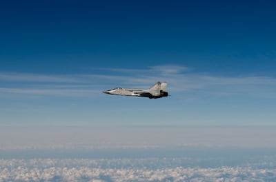 A Russian MIG-31 fighter flying above the Baltic Sea after violating Estonian air space. AFP
