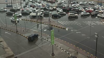 The rain causes a traffic jam in Muscat. Photo: Ahmed Farsi