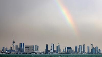 A rainbow above the skyline of Kuwait City, after heavy rain. AFP