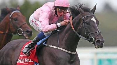 William Buick made sure The Fugue set off from the bend at Leopardstown racecourse to win the Red Mills Irish Champion Stakes. Getty Images