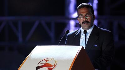Asian Football Confederation secretary general Alex Soosay, shown here addressing the public during the AFC Asian Cup Qatar in 2011, stepped down Wednesday amid claims of a cover-up. AFP PHOTO/KARIM JAAFAR
