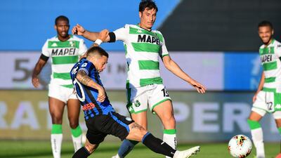 Papu Gomez scores for Atalanta but the goal was disallowed. AFP