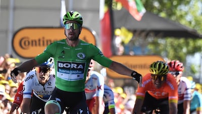 Peter Sagan celebrates after winning Stage 5 of the Tour de France. AFP