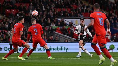 Kai Havertz puts Germany 2-0 ahead with a stunning strike. AFP
