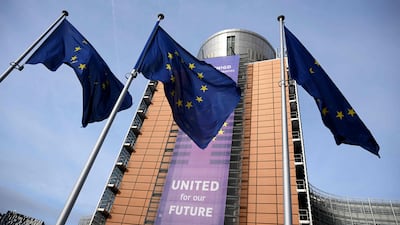 European flags at the EU Commission headquarters in Brussels. The bloc's recent experiences show how quickly hard-won unity can fade when commitments are not maintained. AFP