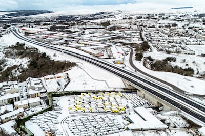 Snow settles in Dowlais, near Merthyr Tydfil, Wales. PA