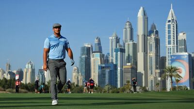 Bryson Dechambeau will begin his second round at the Omega Dubai Desert Classic at 12.20pm. Getty Images