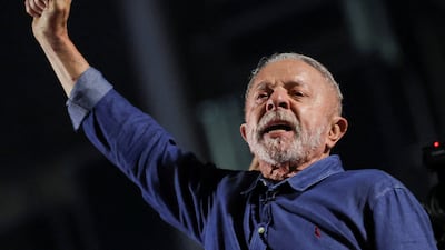 Brazilian President Luiz Inacio Lula da Silva celebrates his election win. Reuters