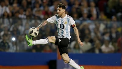 Argentina's Lionel Messi controls the ball. Natacha Pisarenko / AP Photo