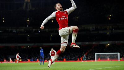Centre midfield: Aaron Ramsey (Arsenal) – Upstaged Arsenal’s newcomers with the first hat-trick of his career in the 5-1 thrashing of Everton to show what a fine finisher he is. David Klein / Reuters