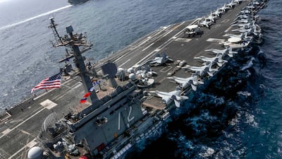 The USS Abraham Lincoln conducts joint operations in the Arabian Sea in 2019. AFP / US Navy