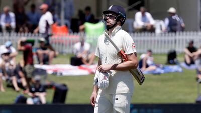 England's Dom Sibley after losing his wicket. AP