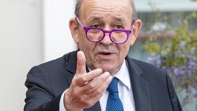 File photo: French Minister for Foreign Affairs Jean-Yves Le Drian speaks during a joint press conference with Irish Minister for Foreign Affairs Simon Coveney. AFP