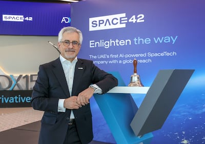 Karim Sabbagh, managing director of Space42, at the listing of the company on the Abu Dhabi Securities Exchange. Victor Besa / The National