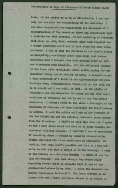 Peter Allen's confession was spilled out over dozens of pages. Photo: The National Archives