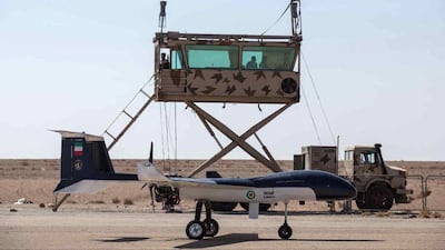 A military unmanned aerial vehicle during a two-day drone drill. AFP