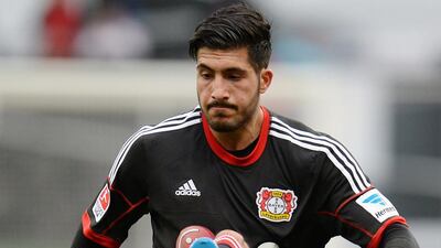 Emre Can controls the ball while with Bayer Leverkusen in a file photo from March 1, 2014. Patrik Sollarz / AFP