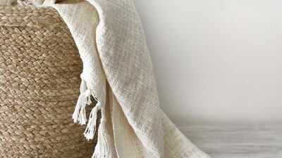 A basket and throw made from organic fabrics, at Bound No.82.