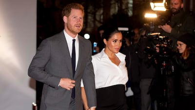 Prince Harry, Duke of Sussex, and Meghan, Duchess of Sussex, arrive at the Endeavour Fund Awards in London on February 7, 2019. EPA