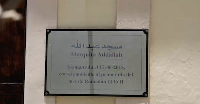 A plaque outside the mosque in Havana, which is located in a normally busy tourist district. Ahmed Issawy / The National