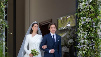 Princess Rajwa wore a custom wedding gown by Lebanese designer Elie Saab. AFP