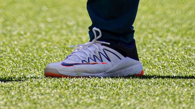 Australia's Usman Khawaja is seen on the field with a tape strapped on his left shoe to hide a pro-Palestinian message, having been told it is against ICC rules. AFP