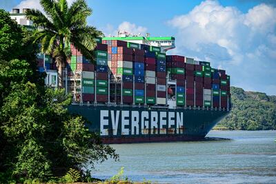 View of cargo ships near Miraflores locks at the Panama Canal. AFP