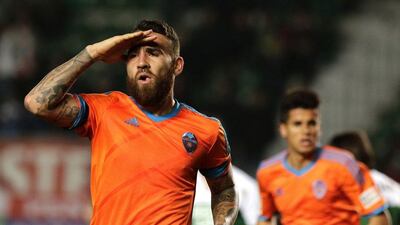 Nicolas Otamendi shown during a La Liga match against Elche last season while with Valencia. He signed for Manchester City on Thursday, August 20. Jose Jordan / AFP / March 20, 2015