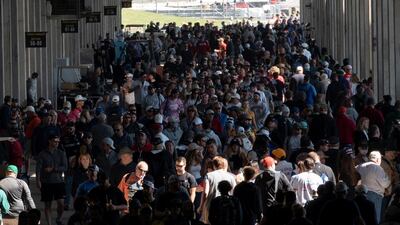 Spectators arrive for the Indy 500, the largest attended sporting event in the world since the start of the coronavirus pandemic. Reuters