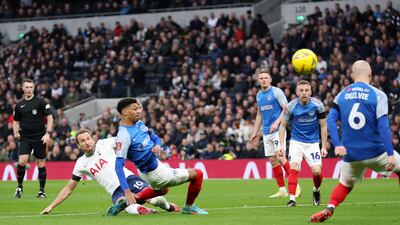 Kane scores for Tottenham. Getty
