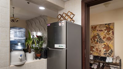 The kitchen is semi-closed