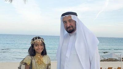 Rayan Al Khori with Sharjah Ruler Sheikh Dr Sultan bin Muhammad Al Qasimi. Courtesy: Sheikh Dr Sultan / Instagram