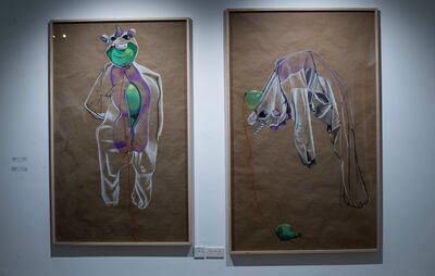 Pumped, 2022, left, and It’s OK, You Just Need Some Air, 2023 from the Unicorn series. Photo: Ruel Pableo for The National