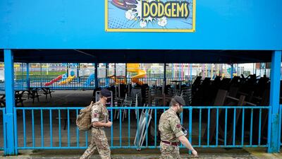 Members of the military arrive at Pontins. The UK government are piloting loop mediated isothermal amplification (LAMP) testing technology, offering all Liverpool residents quick-result tests. Getty Images