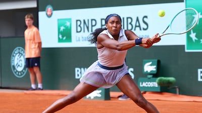 Coco Gauff plays a backhand return against Iga Swiatek. AFP