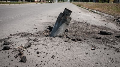 An unwanted obstacle on a road in Severodonetsk, eastern Ukraine. AFP