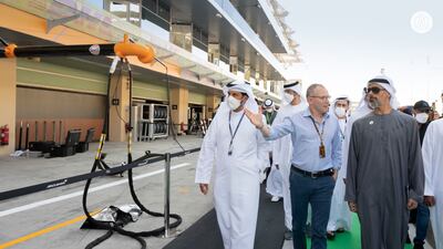 Sheikh Khaled and senior officials were given a tour by Formula One Group boss Stefano Domenicali.