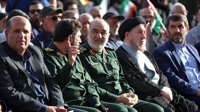 Maj Gen Hossein Salami, centre, commander of Iran's Islamic Revolutionary Guard Corps, was killed on Friday. EPA