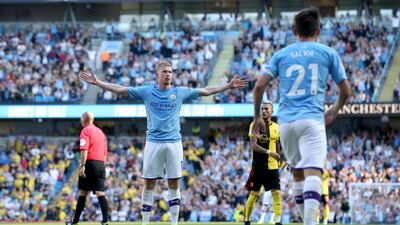 Centre midfield: Kevin de Bruyne (Manchester City) – Outstanding in the 8-0 win over Watford. His passing and crossing were terrific and the Belgian belatedly got his goal. Getty Images