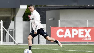 Juventus star Cristiano Ronaldo during a training session at JTC in Turin, Italy. Getty Images